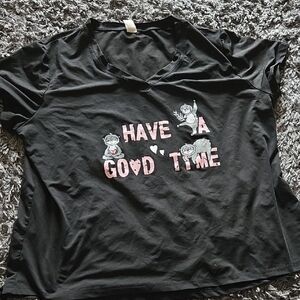 Black Graphic T-Shirt with Pink Lettering